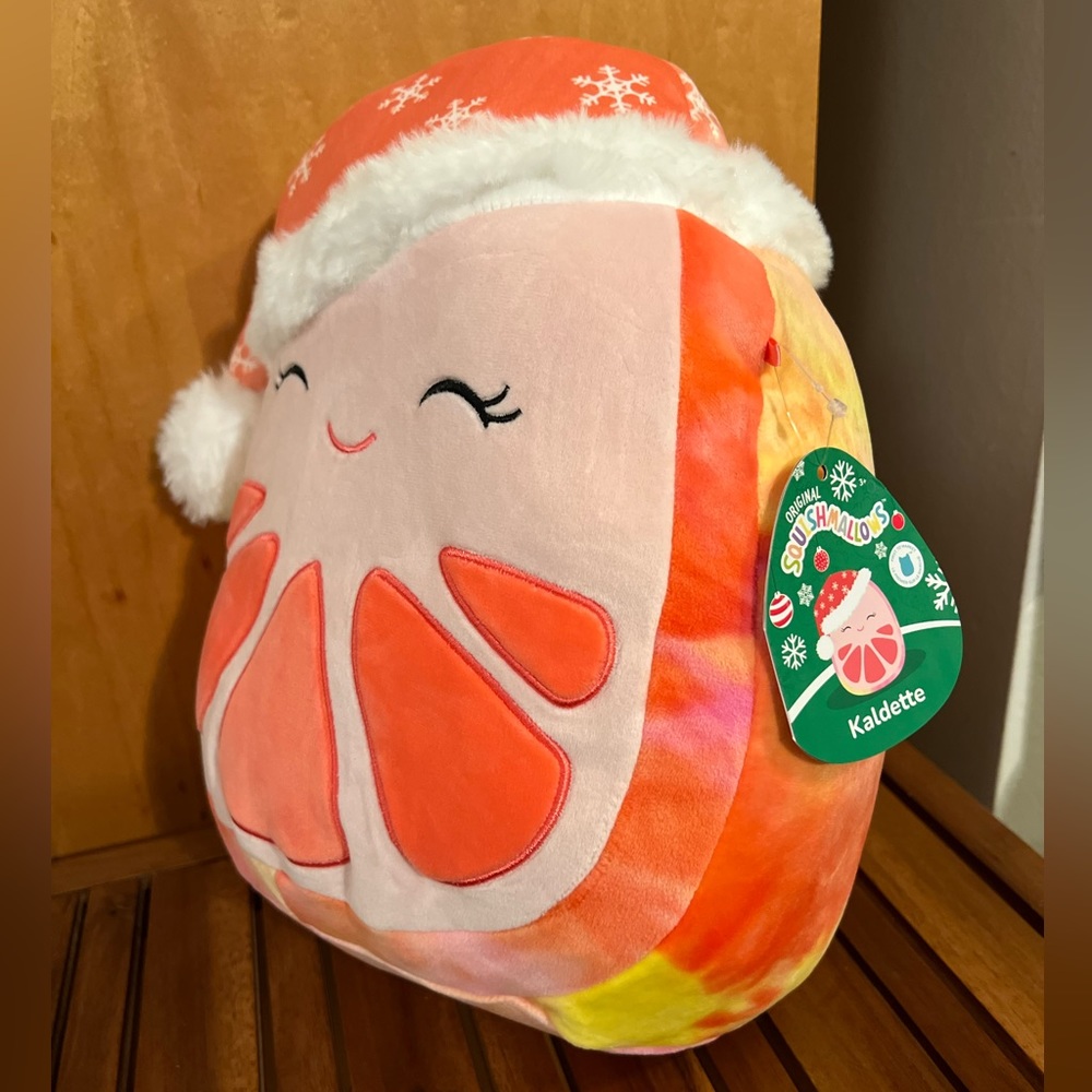 NWT 12” HTF FTM Kaldette Grapefruit in Santa Sleepy Hat winter Christmas tye dye - Picture 2 of 7